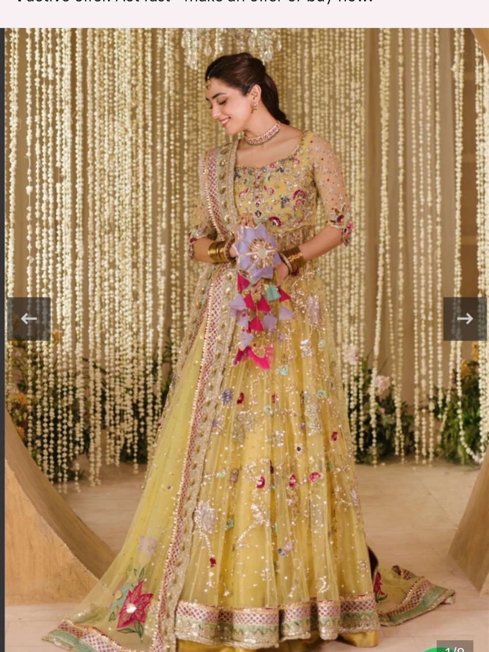 Tabya Designer Embroidered Yellow Lehenga Dress with Floral Accents